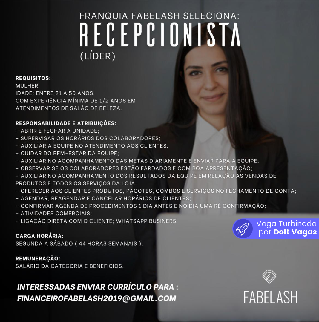 Vaga para Recepcionista