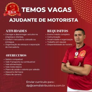 Vaga para ajudante de motorista
