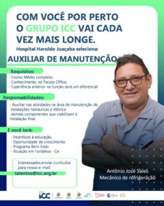 Vaga para Auxiliar de Manutenção