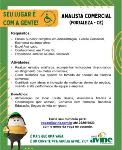 Vaga para Analista Comercial