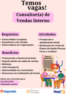 Vaga para Vendas Internas