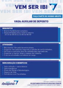 Vaga para Auxiliar de Deposito