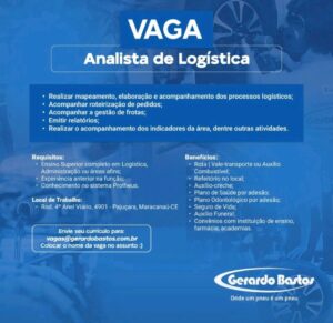 Vaga para Analista de Logistica