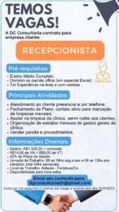 Vaga para Recepcionista