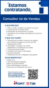 Vaga para Consultor de Vendas