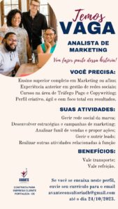 Vaga para Analista de Marketing