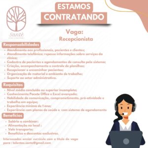 Vaga para Recepcionista