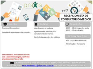 Vaga para Recepcionista de Consultorio