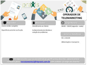 Vaga para Operador de Telemarketing
