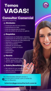 Vaga para Consultor Comercial