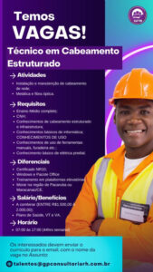 Vaga para técnico em cabeamento estruturado