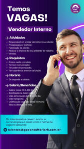 Vaga para Vendedor Interno