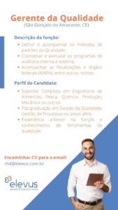 Vaga para Gerente de Qualidade