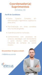 Vaga para Coordenador de Suprimentos