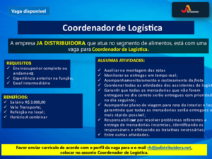 Vaga para Coordenador de Logistica