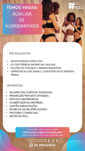 Vaga para Auxiliar de Almoxarifado