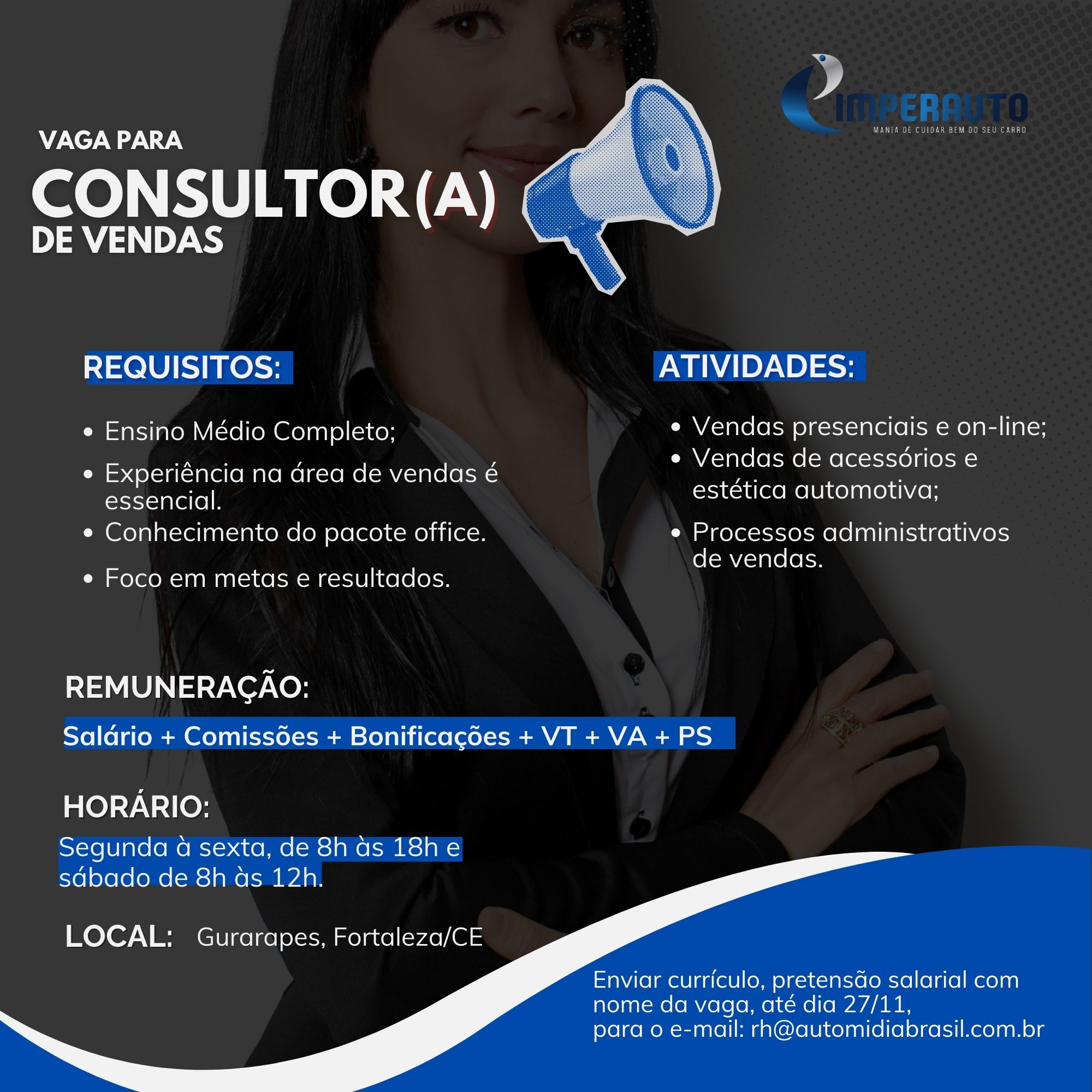 Vaga para Consultor de Vendas