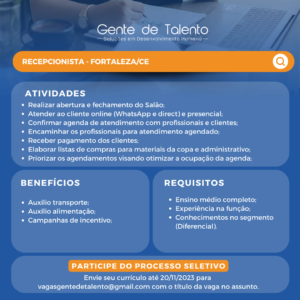Vaga para Recepcionista