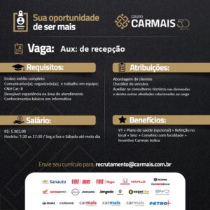Vaga para Auxiliar de Recepção