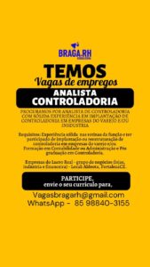 Vaga para Analista de Controladoria