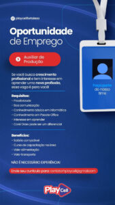 Vaga para Auxiliar de Produção