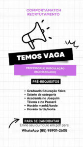 Vaga para Professor de Musculação