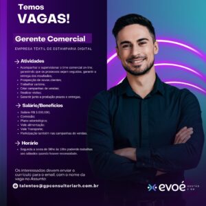 Vaga para Gerente Comercial
