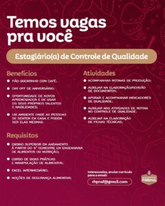 Vaga de Estágio de Controle de Qualidade