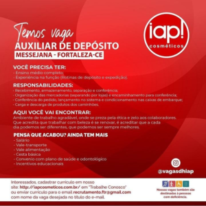 Vaga para Auxiliar de Deposito