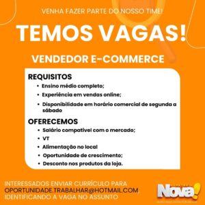 Vaga para Vendedor E-commerce