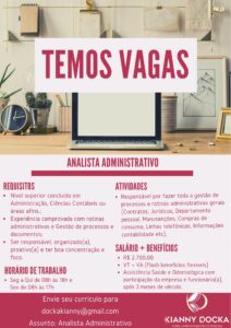Vaga para Analista administrativo