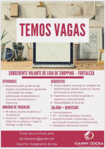 Vaga para Subgerente Volante