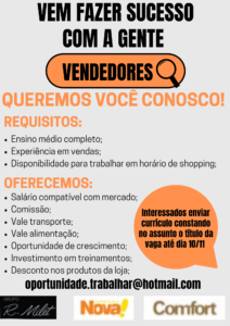 Vagas para Vendedores