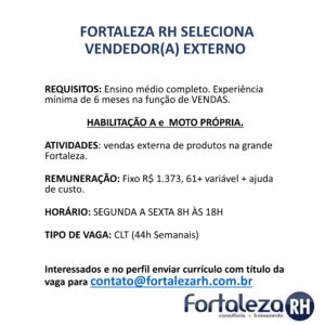 Vaga para Vendedor Externo
