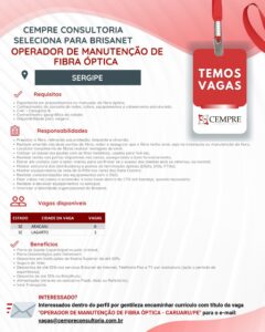 VAGAS PARA OPERADOR DE MANUTENÇÃO