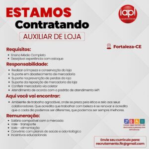 VAGA PARA AUXILIAR DE LOJA