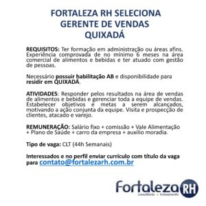 Vaga oara Gerente de Vendas