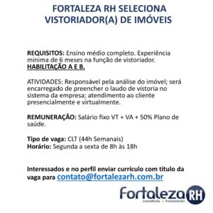 Vaga para Vistoriador de Imóveis