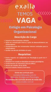 Vaga de Estágio em Psicologia Organizacional