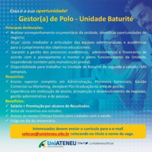 Vaga para Gestor de Polo de Universidade