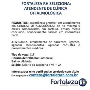 Vaga para Atendente de Clínica