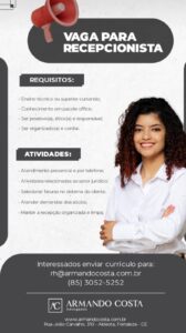 Vaga para Recepcionista