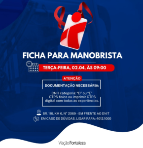 Seleção aberta para Manobrista