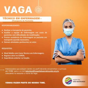 Vaga para Técnico em Enfermagem