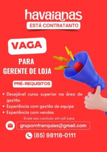 Vaga para Gerente de Loja