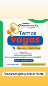 Vaga para Operador de Caixa