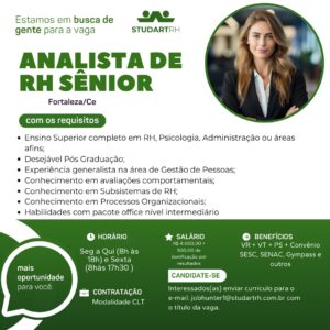 Vaga para Analista de RH Sênior