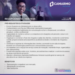 Vaga para Recepcionista
