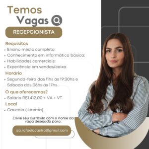 Vaga para Recepcionista