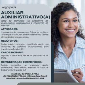 Vaga para Auxiliar Administrativo